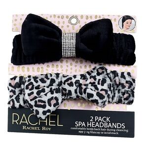 RACHEL Rachel Roy Black and Leopard Spa Headbands 2 pack NEW